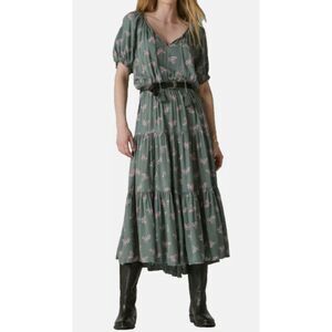 Lucky Brand Size Medium Women's Multicolor Floral Boho Smocked Waist Maxi Dress